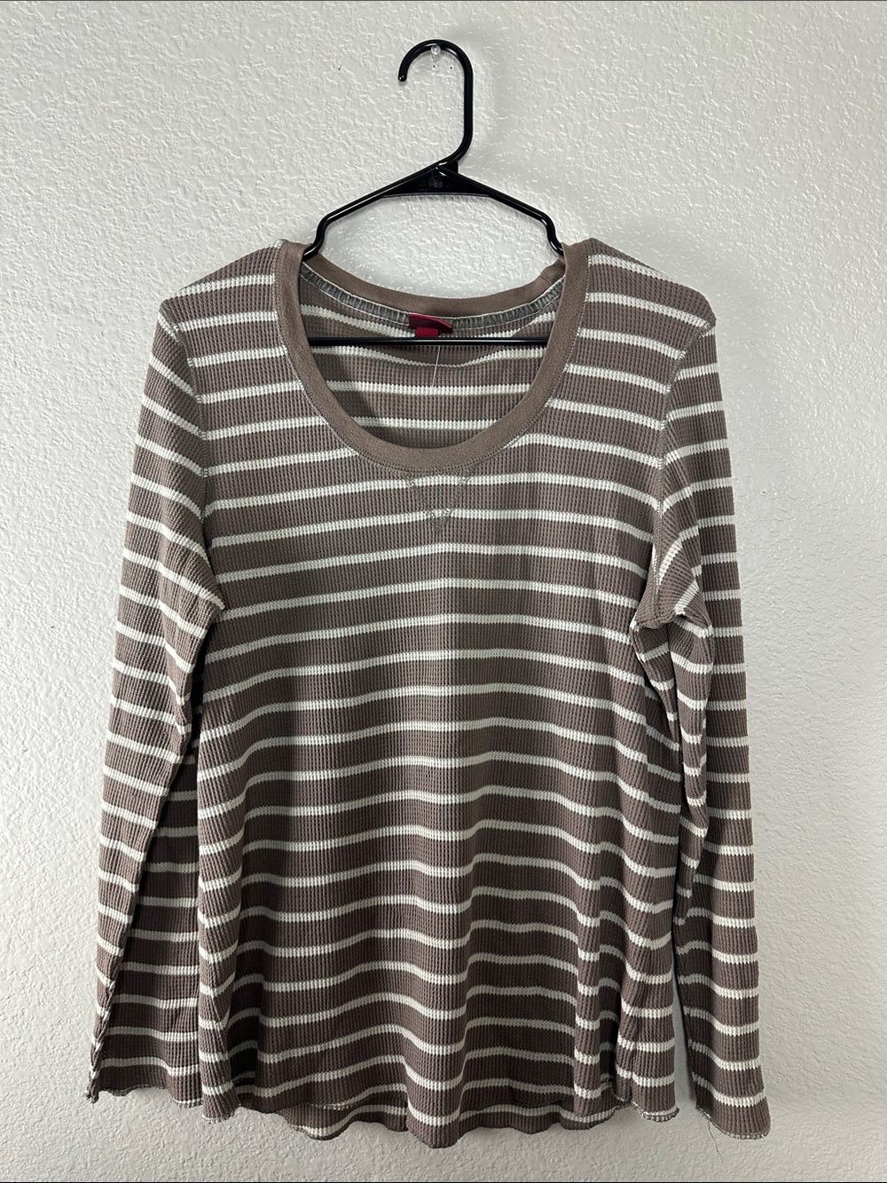 Merona Brown/Cream Striped waffle knit sweater XXL